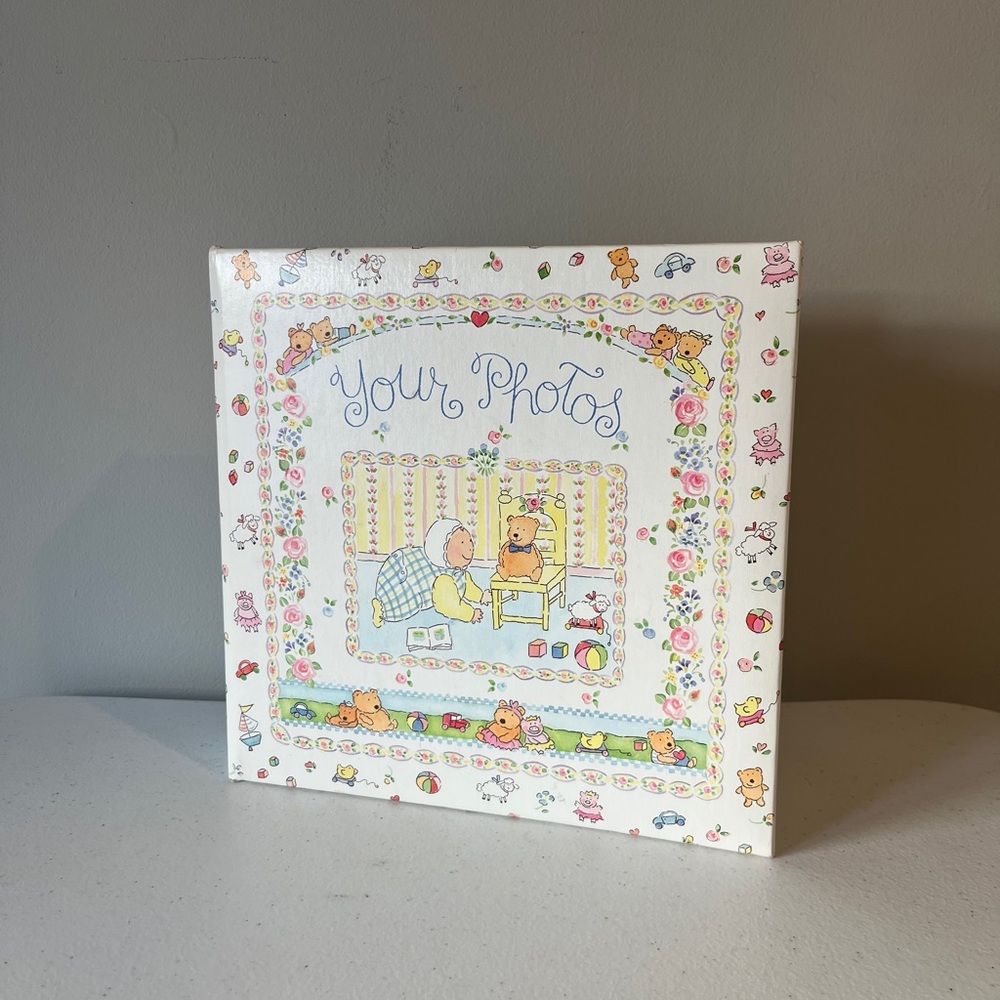 Charming White Photo Album with Colorful Illustrations